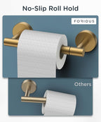 FORIOUS Toilet Paper Holder Wall Mount, Stainless Steel Rustproof Double Post Pivoting Tissue Roll Holder for Bathroom, Commercial Toilet Paper Dispenser, Brushed Gold & Matte Black