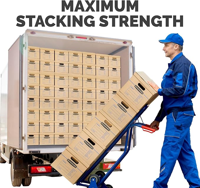 Bankers Box Small Classic Moving Box 10 Pack, Reinforced Handles, Tape-Free Assembly, Box with Lid, 15-In x 12-In x 10-In (7714901)