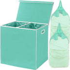 Simple Houseware Double Laundry Hamper with Lid and Removable Bags, Turquoise