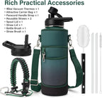 Insulated Water Bottle | Thickened Stainless Steel Vacuum Metal | Portable Sports Water Jug for Gym and Hiking with Straw, Carrier Bag, Handle Strap | BPA-Free 40 oz