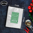 Vacuum Sealer Bags Heavy Duty Pre-Cut Design Commercial Grade Food Sealable 6x8 inch 100pcs for Heat Seal Food Storage, Smell Proof Bags Boilsafe to 280°F Freezable