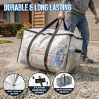 TAILI Extra Large Moving Bags, 8 Pack Clear Heavy Duty Totes For Storage with Visible Window, Wrap Around Handles, Storage Bags for Space Saving, Alternative to Moving Boxes