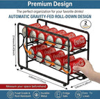 Soda Can Organizer Storage Rack, 2 Pack Stackable Beverage Soda Can Dispenser Organizer Holder for Refrigerator, Cabinet, Pantry (Black)