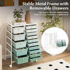 RELAX4LIFE 15-Drawer Storage Drawer Carts - Mobile Rolling Utility Cart w/Wheels, Craft Organizer for Classroom Organization and Storage, School, Office, Home, Storage Organizer Cart (Gradient Green)