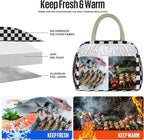 Lunch Bag Women/Men Lunch Box Women/Men (Black+White Checkerboard)