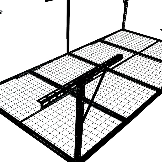 Overhead Garage Storage Rack, Heavy Duty Metal Ceiling Storage System, Adjustable 22"-40" Dropdown, 400/600 LBS Capacity, Maximize Vertical Storage for Garage/Workshop, (Black, 3x8FT)
