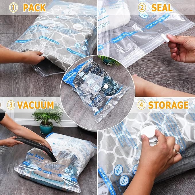 MEIQIHOME Vacuum Storage Bags, Space Saver Sealer Bags,Vacuum seal bags for clothing, Pillows, Comforters, Blankets, Bedding,10 COMBO