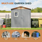 6x4FT Multi-used Shed & Outdoor Storage Shed, Steel Tool Shed with Lockable Doors,Window,Vent,Compact Metal Tool Garden Shed for Garden, Backyard, Patio, Lawn and Various Storage(Matte Gray)