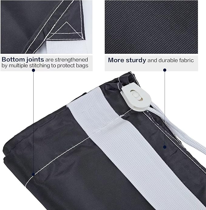 HOMEST 2 Pack XL Nylon Laundry Bag with Strap, Large Dirty Clothes Organizer, Easy Fit a Laundry Hamper or Basket, Can Carry Up to 4 Loads of Laundry, Black and Sky Blue