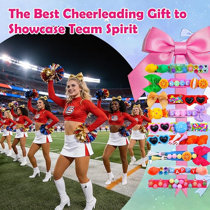 80 Set Cheer Pins Volleyball Spirit Clips, Include 80 Wooden Cheer Colored Clothes Pins 300 Letter Beads 120 Mini Volleyball Decor for Team Gifts for Cheerleading Backpacks Cheer Gifts Bulk