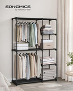 SONGMICS Portable Closet, Freestanding Closet Organizer, Clothes Rack with Shelves, Hanging Rods, Storage Organizer, for Cloakroom, Bedroom, 48.8 x 16.9 x 71.7 Inches, Black URYG026B02