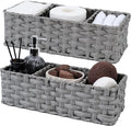 GRANNY SAYS Toilet Tray Tank Topper, Wicker Baskets for Storage, Set of 2 Waterproof Bathroom Basket for Organizing, Gray Bathroom Organization Baskets, 14¼" x 6" x 4¼"