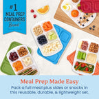 Bentgo Easyboxes - Reusable 5-Compartment Food Containers, Stackable 8-Piece Set, 4 Trays & 4 Lids, BPA-Free Food Storage for Meal Prep, School, & Work; Lunch Boxes with Patented Design (Classic)