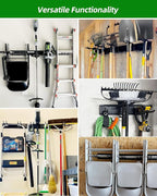 64 inches Garage Tool Organizer Wall Mount, Heavy Duty Garden Tool Organizer Rack, Hanging Storage Organization Racks Holder with 10 Hooks, for Lawn Tools, Shovel, Shed