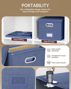 Oterri File Organizer with Lid, File Box, File Cabinet for Letter File Folder Storage, Hanging File Organizer for Office/Decor/Home,Document Organizer, 1 Pack,Blue-Box Only