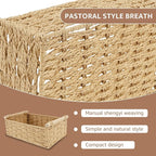4PCS Toilet Paper Basket Decorative Woven Basket with Wood Handle Multipurpose Toilet Paper Bin for Home Bathroom Living Room Office