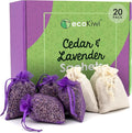 EcoKiwi Cedar & Lavender Sachets – 20 Sachets for Home Fragrence and Fresh Scents, Cedar & Lavender Sachet for Drawers and Closest, Dual-Purpose Sachet to Stop Clothes Damage and Closest Freshness