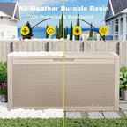120 Gallon Deck Box Outdoor, Waterproof Outdoor Storage Boxes with Lids, Outside Resin Lockable Storage Box for Patio Cushions, Garden Tools(Grey)