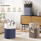 Laundry Basket,Woven Cotton Rope Laundry Hamper,Versatile Storage for Dirty Clothes,Baby Toys,and Blankets in Bathroom, Nursery,and Living Room (Blue, 60L)