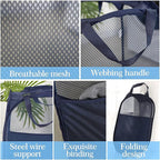 AQQA 9 Pcs Mesh Popup Laundry Hamper Set, Black/White/Blue, Durable Handles, Foldable, Sturdy Mesh Construction, Ideal for Kids, Teens, Adults, College Dorm, Camping, Hotel, Travel