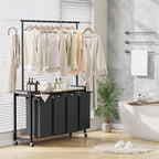 IDEALHOUSE Laundry Sorter 4 Section with Hanging Rack, Rolling Laundry Sorter Hamper with Shelf & Lockable Wheels,Laundry Basket Organizer for Laundry Room, Bedroom, Bathroom