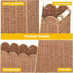 Garvee 2-Pack Scalloped Wicker Baskets for Organizing, Woven Paper Rope Storage Bins with Handles, Toilet Paper Basket Decorative for Countertop, Shelf, Bathroom, Tank Top
