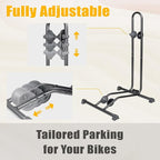 CyclingDeal Bike Floor Stand Parking Rack - for 20"-29" Mountain MTB & Road Bikes with Tire Width up to 2.4" or 5" Fat Bike - Bicycle Indoor Outdoor Garage Storage - Max Tire Width 2.4” for 4 Bikes