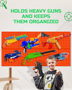 Skywin 2 Pack Wooden Pegboard Wall Organizer for Nerf Gun 13 x 13 x 0.31 Inches, Hanging Wall Pegboard Holder Compatible with All Blasters Nerf Gun Rack Organizer for Wall Organization (Orange)