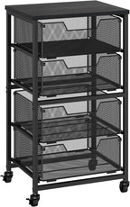 Rolling Cart with Drawers, 4-Drawer Storage Cart on Wheels with Wooden Top, Metal Utility Cart with Storage Drawers, Craft Storage Art Cart for Classroom, Office, Kitchen, Bedroom,Patent Pending