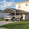 12x20 Metal Carport Carports with Enhanced Base Heavy Duty Garage Outdoor Galvanized Car Shelter for Car, Boats and Truck