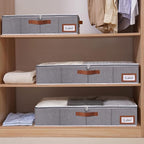 Yawinhe Under Bed Storage Containers, 4 Pack, Bin with Lids, Collapsible Closet Organizers, with Sorting Card Slot and 4 Leather Handles, for Blanket, Bedding, 31.5''Lx15.7''Wx6''H, Grey