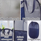 6Pcs Pop up Hampers for Laundry Foldable Mesh Laundry Hamper Baskets with Sturdy Handles Pop up Hamper Dirty Clothes Baskets for Bedroom College Dorm Travel Storage (Black/White/Blue)