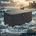 YITAHOME 110 Gallon Outdoor Deck Box, Waterproof Resin Storage Box with Lock, Lockable Patio Furniture Bin, 2-Person Bench Seating for Outdoor Cushions, Garden Tools & Sports/Pool Supplies, Dark Gray