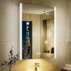 24x32 LED Bathroom Medicine Cabinet Mirror with Smart Night Lamp, Surface or Recessed Fogless Lighted Medicine Cabinet Mirror with Outlet &Clock,Built-in Sensor Light& Soft-Close Right-Hinge