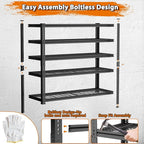 Storage Shelves Heavy Duty, 4 PCS 48" L x 18" W x 72" H Garage Wire Shelving Unit Loads 2800LBS, 5-tier Adjustable Metal Industrial Utility Shelf Rack for Kitchen, Laundry Room, Warehouse, Basement