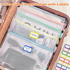 Mesh Zipper Pouch Bags: Clear Zipper Pouches for Classroom, Plastic Mesh Bag Letter Size Document Pouch, A4 Waterproof Organizing Pouch for School and Office Supplies (13.5 x 9.5Inch, 12PCS, 6 Color)