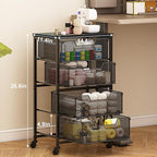 Rolling Cart with Drawers, 4-Drawer Storage Cart on Wheels with Wooden Top, Metal Utility Cart with Storage Drawers, Craft Storage Art Cart for Classroom, Office, Kitchen, Bedroom,Patent Pending