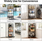niffgaff 3-Tier Movable Towel Rack, Free-Standing Towel Holder with M-Shaped Detachable Dividers, for Bathroom, Pool