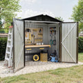 6X4 FT Outdoor Storage Shed, Galvanized Steel Outdoor Storage Shed, 130 Cu Ft Weather Resistant Garden Tool Sheds with Door & Sloped Roof, Multi-Use Shed for Bikes, Ladders