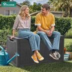 YITAHOME 100 Gallon Outdoor Storage Box, Large Water Resistant Resin Deck Box, Indoor Outdoor Lockable Storage Container for Patio, Garden, Cushions, Tools, Equipment (Black)