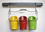 Kitchen Utensil Holder Set (4 Pieces) - 3 Ceramic Crocks & 1 Portable Wire Caddy - Multi-Color
