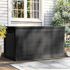 YITAHOME 260 Gallon XXL Large Deck Box, Outdoor Resin Storage Box, Lockable Storage Container for Patio Cushions, Furniture, Garden Tools, Water Resistant (Black)