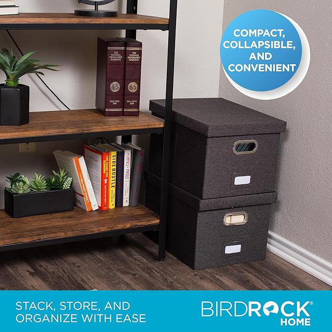 Internet's Best Collapsible File Storage Organizer | Decorative Linen Filing & Storage Office Box | Letter/Legal | Grey