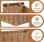 Bathroom Baskets for Organizing with Handle Decorative Basket for Bathroom Countertop Storage Toilet Paper Storage Basket for Toilet Tank Top Small Baskets Set,Cream