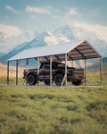Garvee 13x26 ft Metal Carport Kit, 120° Steep-Pitch Vertical Roof for Snow Shedding, 133" High-Clearance RV & Boat Shelter, Heavy-Duty Long-Reach Car Port with Reinforced Frame