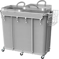 Simple Houseware Extra Large 2 Section Rolling Laundry Cart 265L (70 Gal) – Heavy Duty Hamper with 2 Removable Bags & 6 Smooth Wheels – Commercial Laundry Organizer for Home, Hotel, Dorm, Gym, Gray