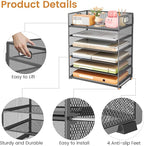 Subekyu 6 Tier Paper Organizer for Desk with Handle, Metal Mesh Desk Office File Folder Paper Letter Tray Accessories Organizer Sorter for Home, School, Office Desktop Document Organization - Gray