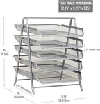 Mind Reader 5-Tier Paper Tray Organizer, Vertical Desktop File Storage Rack, Office, Metal Mesh, Silver