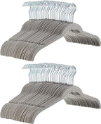 Amazon Basics Non-Slip Shirt Clothes Hangers Velvet, Space-Saving Slim, Sturdy, Pack of 100, Gray/Silver