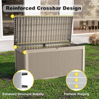 320 Gallon Waterproof Outdoor Storage Box, UV Resistant Resin Deck Box with Hydraulic Rod for Reinforced Stability, Perfect for Patio, Garden, and Pool（Grey，320 Gallon）